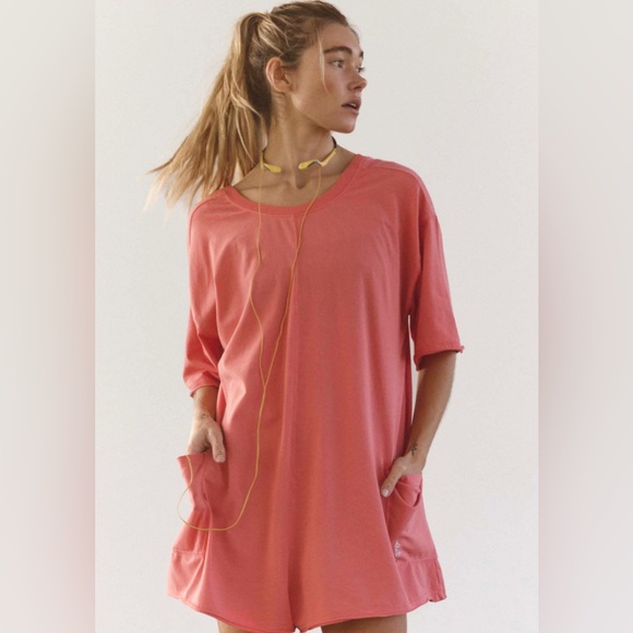 FP Movement by Free People Pants - NWT Free People Movement FP Hot‎ shot Tee Romper Hibiscus